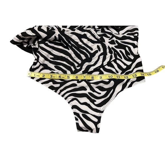 Women One Piece Swimsuit Sexy Zebra V Neck Small Swimwear Ruffle Bathing Beach - Picture 7 of 11